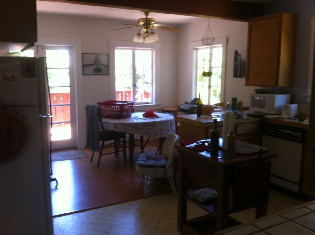 Dining Room!  Notice the uneven flooring between it and the kitchen