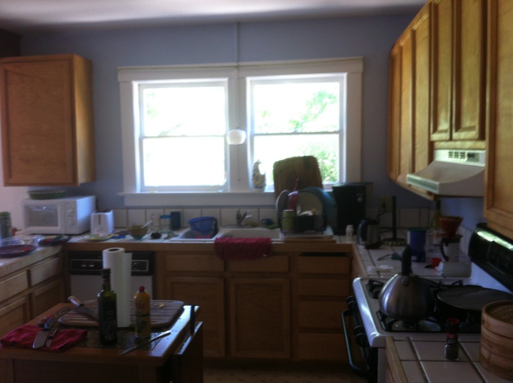 Kitchen! Boring cabinets and tile counter tops